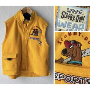 Y2K Retro Scooby-Doo Sports Fleece Vest Kids Sz 5 Yellow Cartoon Network 2001